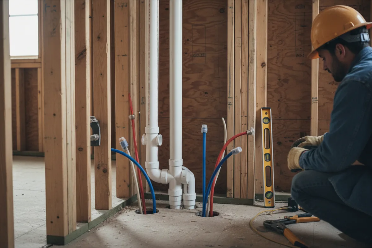 Drain and supply rough-in during Garbage Disposal Repair in Leland